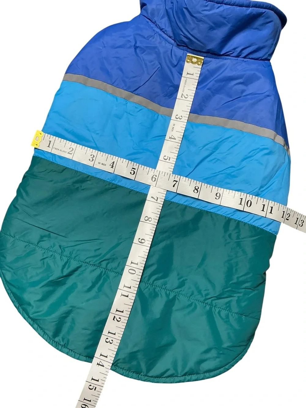 Colorblock Blue & Teal Puffer Dog Coat Jacket